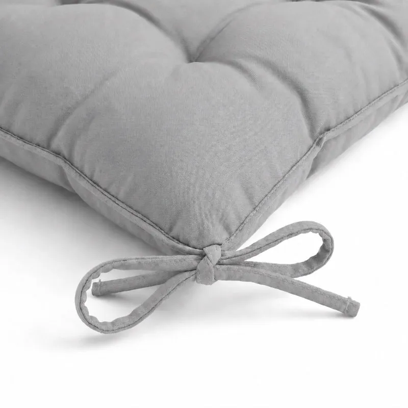 Lot de 4 Galettes de Chaise 40x40 Gris Clair - Intérieur & Extérieur (Déperlant avec Attaches)