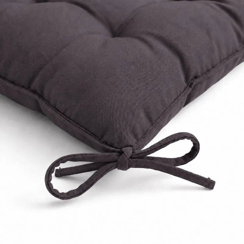 Lot de 4 Galettes de Chaise 40x40 Gris Carbone - Intérieur & Extérieur (Déperlant avec Attaches)