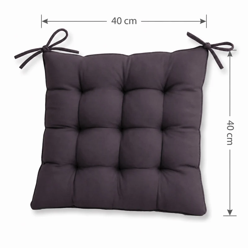 Lot de 4 Galettes de Chaise 40x40 Gris Carbone - Intérieur & Extérieur (Déperlant avec Attaches)