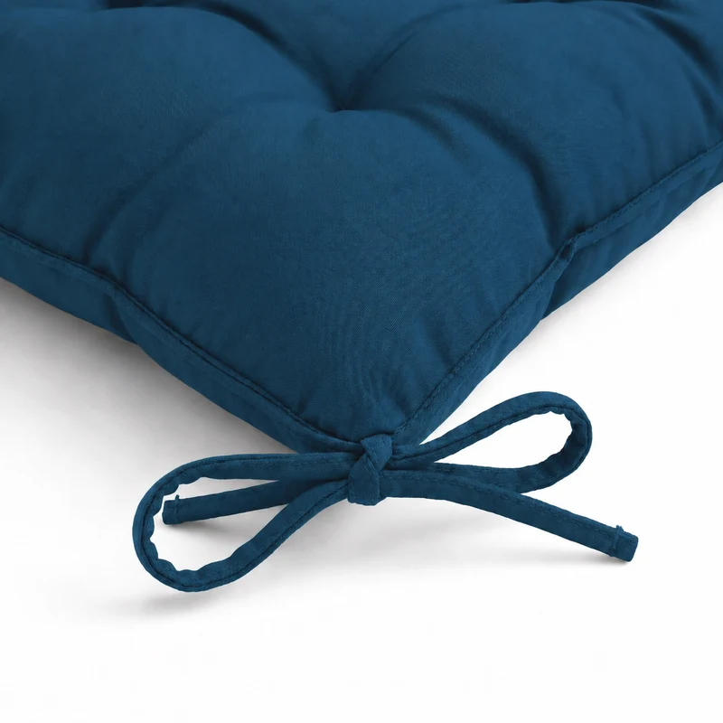 Lot de 4 Galettes de Chaise 40x40 Bleu Pétrole - Intérieur & Extérieur (Déperlant avec Attaches)
