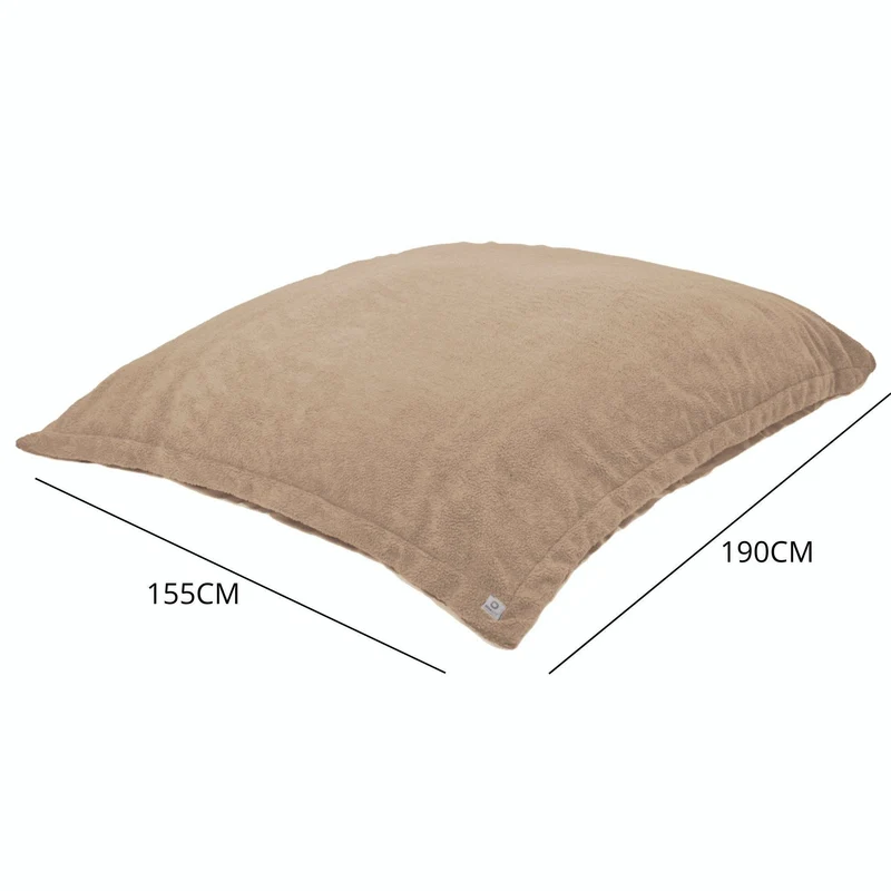 Pouf Géant XXL 190x155 Beige - Sherpa & Mousse (Canapé de Sol 2 Places)