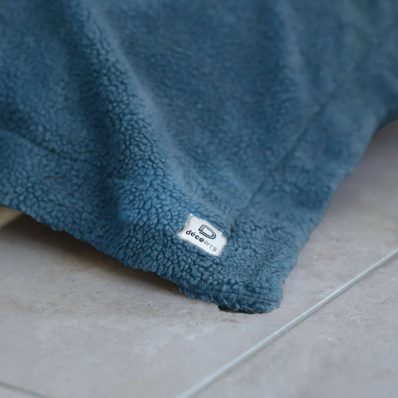 Pouf Géant XXL 190x155 Bleu Pétrole - Sherpa & Mousse (Canapé de Sol 2 Places)