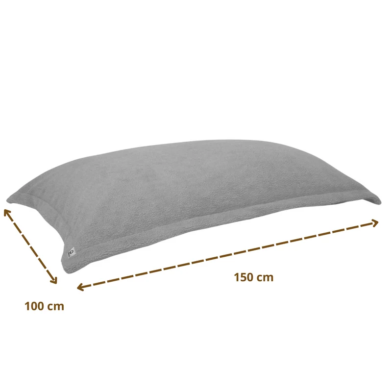 Pouf Coussin Géant XL 150x100 Gris Galet - Sherpa & Mousse (Cocon de Sol)