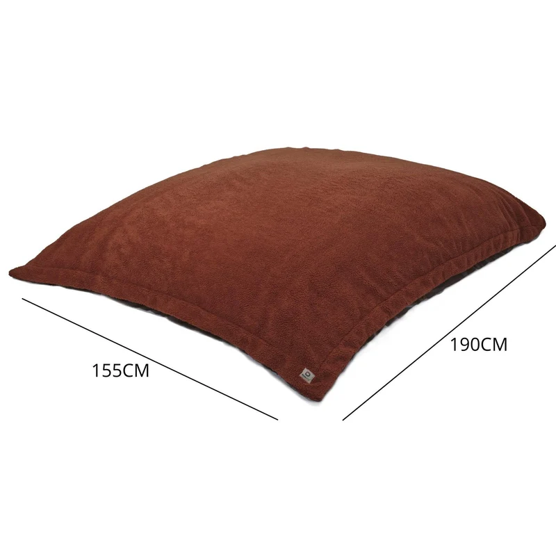 Pouf Géant XXL 190x155 Terracotta - Sherpa & Mousse (Canapé de Sol 2 Places)