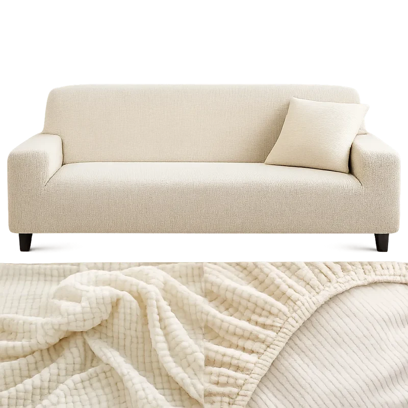 Microfibre Blanc - Housse de Canapé Extensible