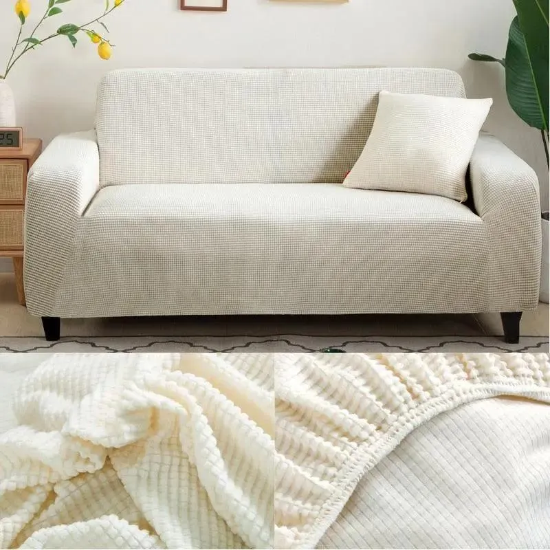 Microfibre Blanc - Housse de Canapé Extensible