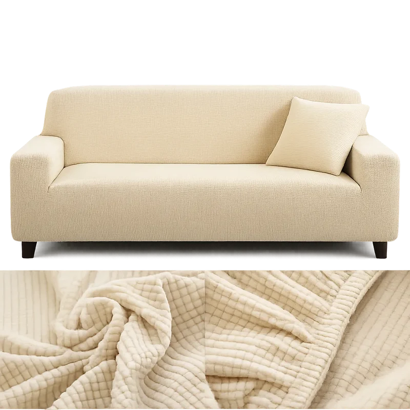 Microfibre Beige - Housse de Canapé Extensible