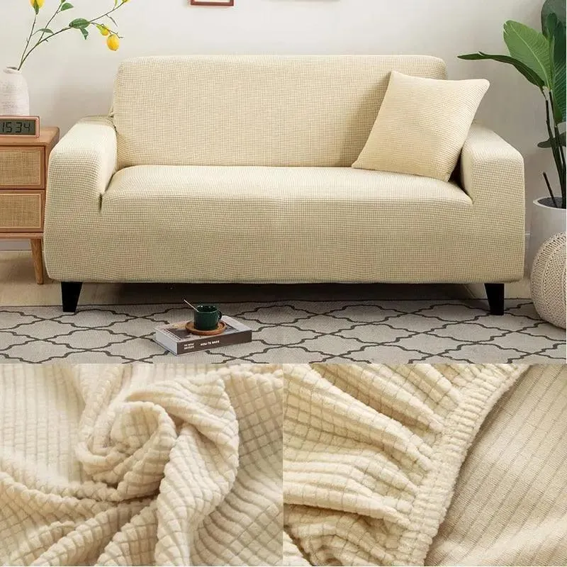 Microfibre Beige - Housse de Canapé Extensible