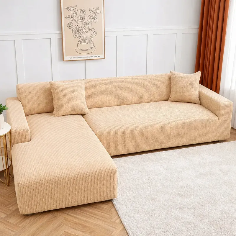 Microfibre Beige - Housse de Canapé Extensible