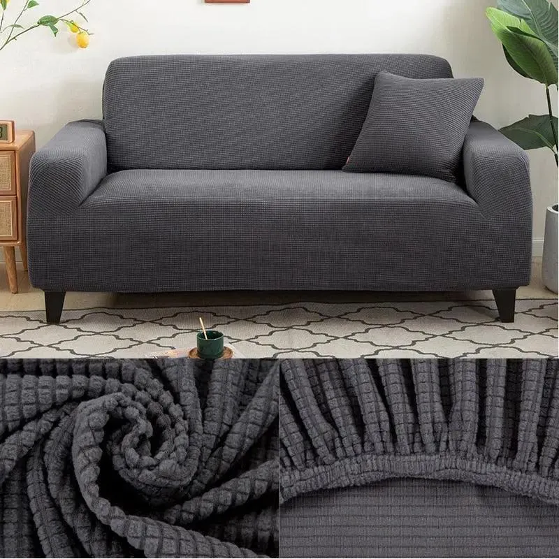 Microfibre Gris Foncé- Housse de Canapé Extensible