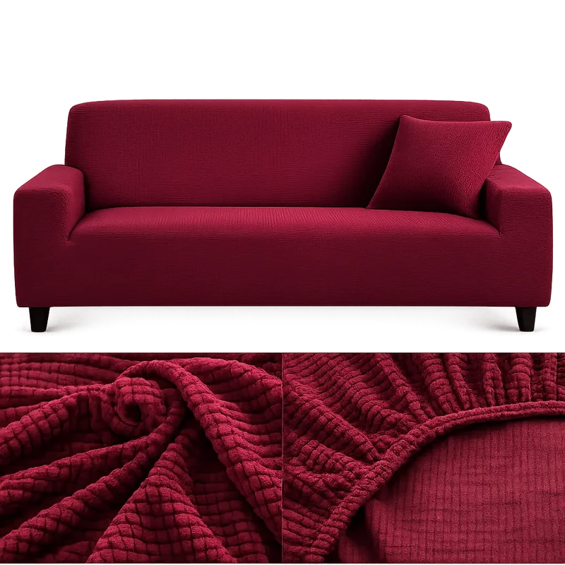 Microfibre Bordeaux - Housse de Canapé Extensible