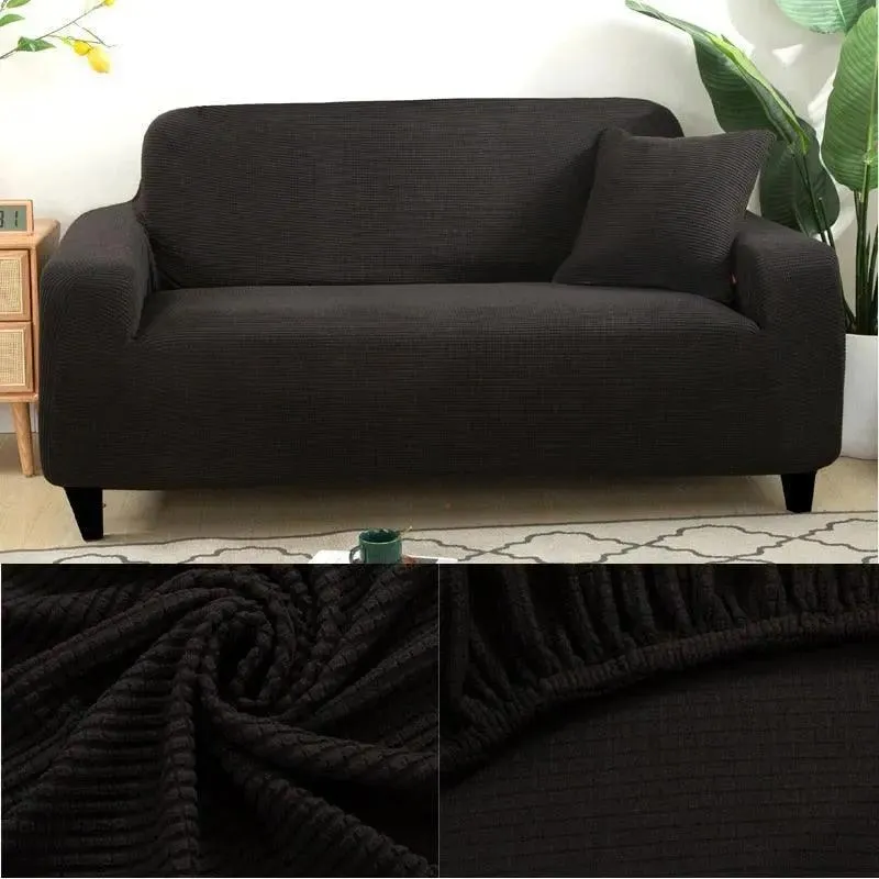 Microfibre Noir - Housse de Canapé Extensible