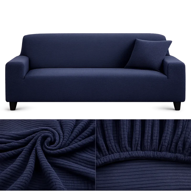 Microfibre Bleu Nuit - Housse de Canapé Extensible