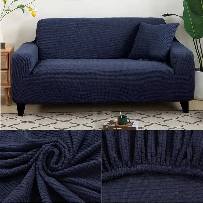 Microfibre Bleu Nuit - Housse de Canapé Extensible