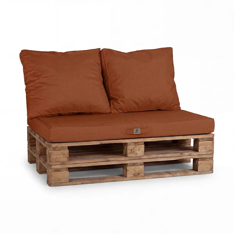 Kit Coussins Palette Déhoussable 120x80 Terracotta - Imperméable & Extérieur (1 Assise + 2 Dossiers)