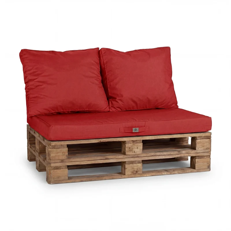Kit Coussins Palette Déhoussable 120x80 Rouge Piment - Imperméable & Extérieur (1 Assise + 2 Dossiers)