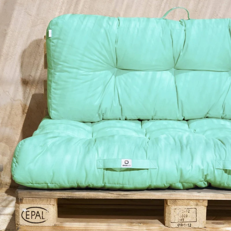 Ensemble Coussins Palette 120x80 Vert Mint - Imperméable & Épais 15cm