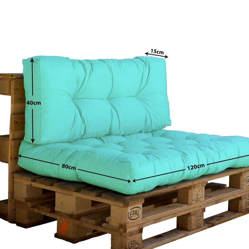 Ensemble Coussins Palette 120x80 Vert Mint - Imperméable & Épais 15cm