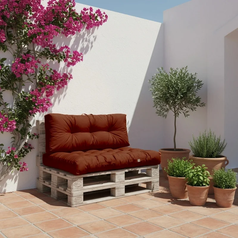Ensemble Coussins Palette 120x80 Terracotta - Imperméable & Épais 15cm