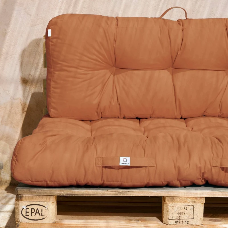 Ensemble Coussins Palette 120x80 Rouille - Imperméable & Épais 15cm