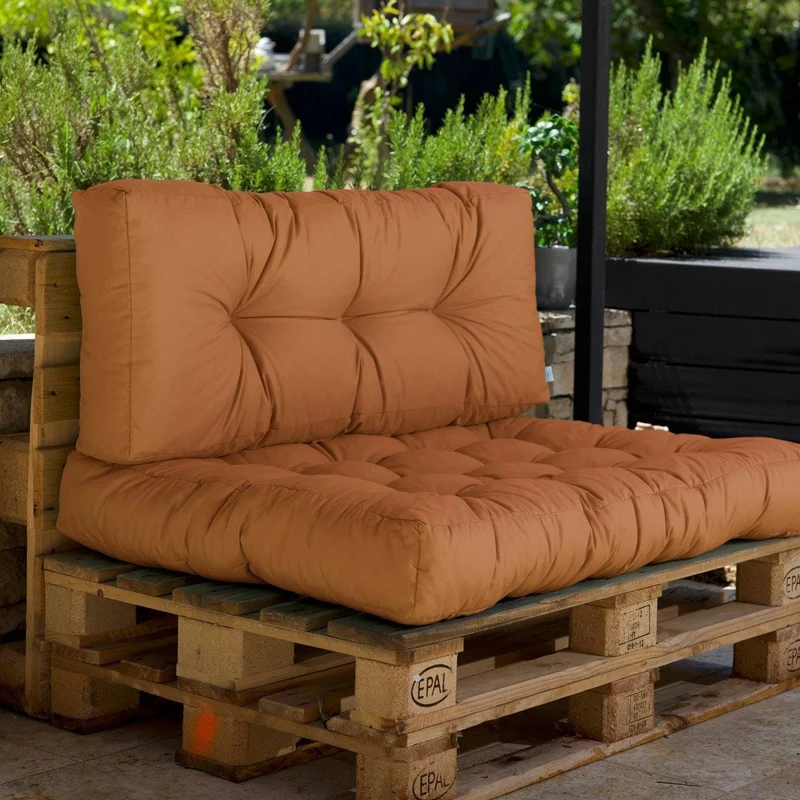 Ensemble Coussins Palette 120x80 Rouille - Imperméable & Épais 15cm