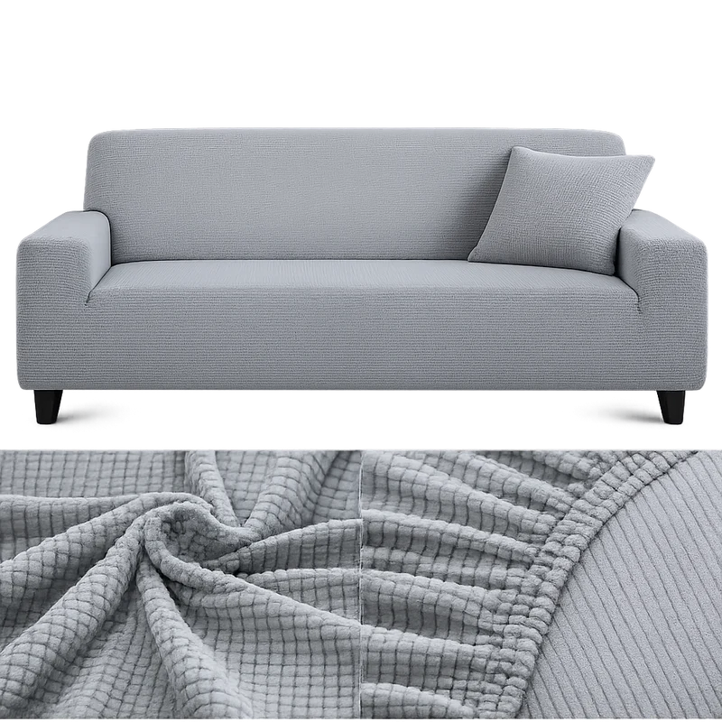 Microfibre Gris Clair - Housse de Canapé Extensible