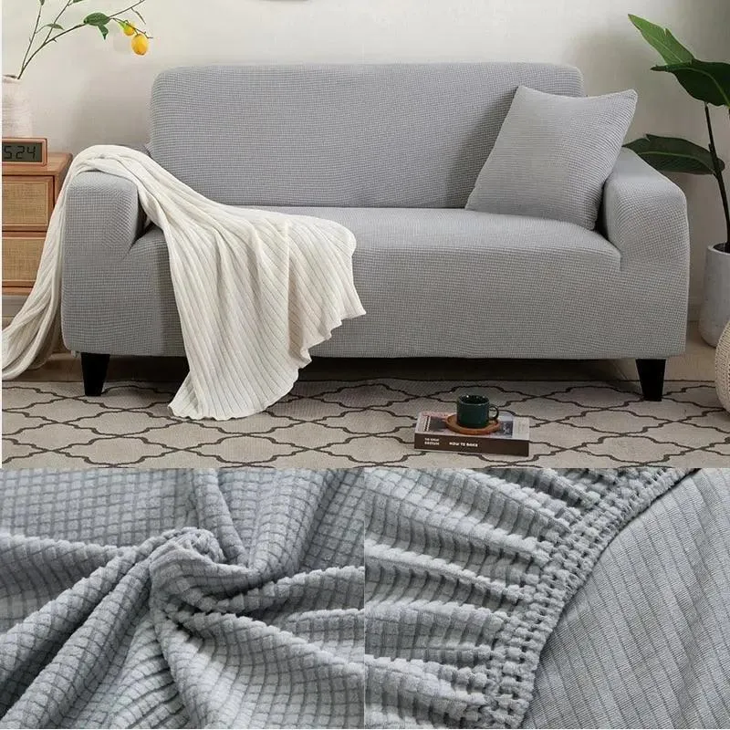 Microfibre Gris Clair - Housse de Canapé Extensible
