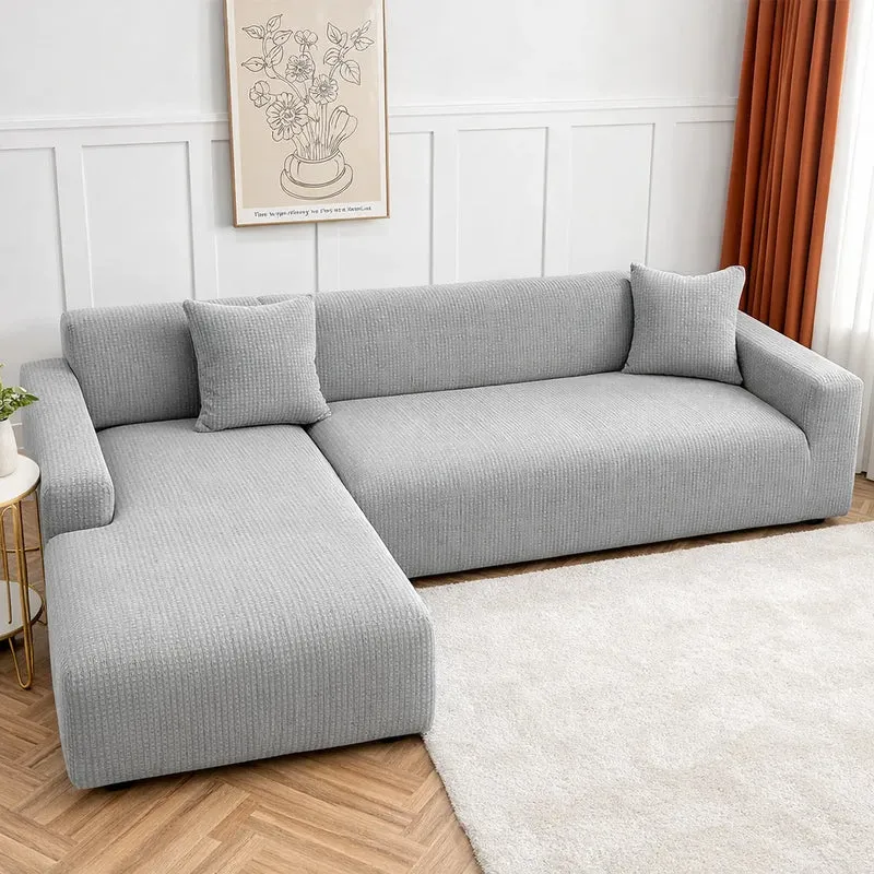 Microfibre Gris Clair - Housse de Canapé Extensible