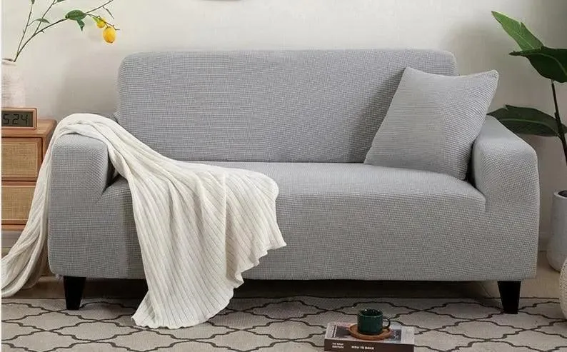 Microfibre Gris Clair - Housse de Canapé Extensible
