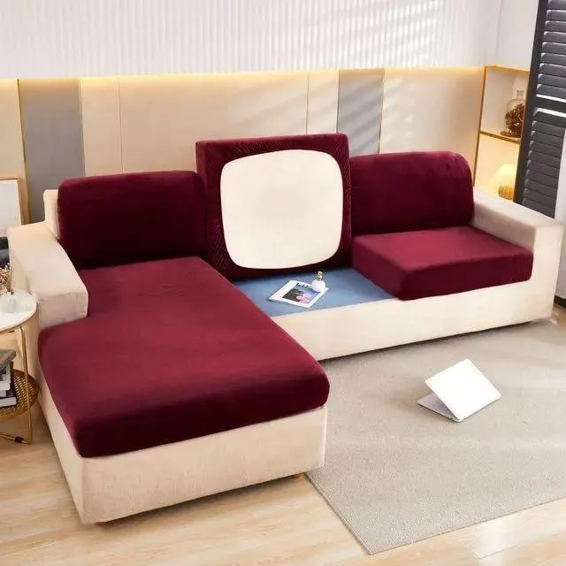 Housse Coussin D'assise & Dossier - Velours Rouge Vin