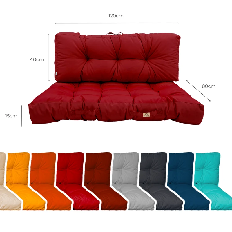 Ensemble Coussins Palette 120x80 Rouge Piment - Imperméable & Épais 15cm