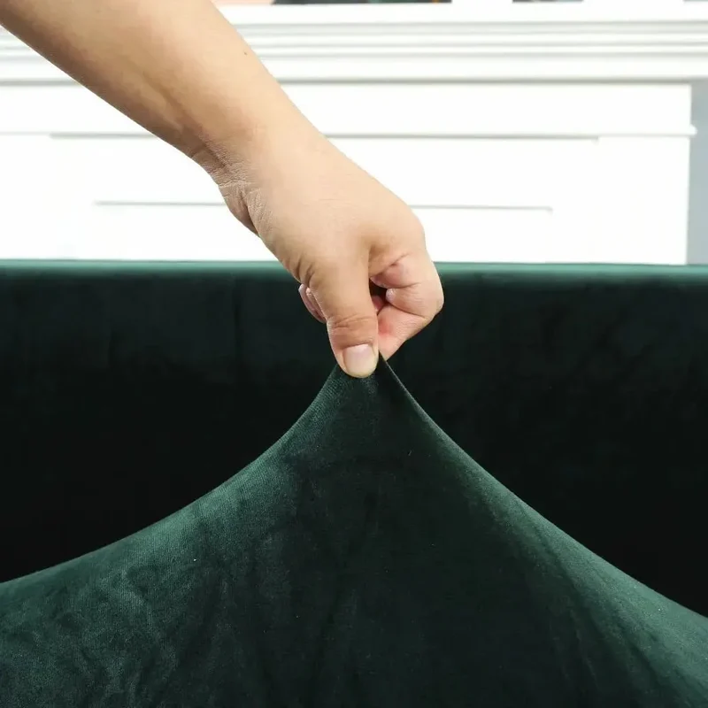 Housse de Canapé d’Angle Velours Vert