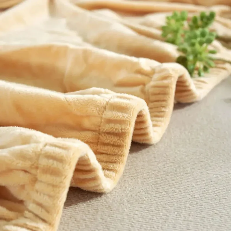 Housse de Canapé d’Angle Velours Beige