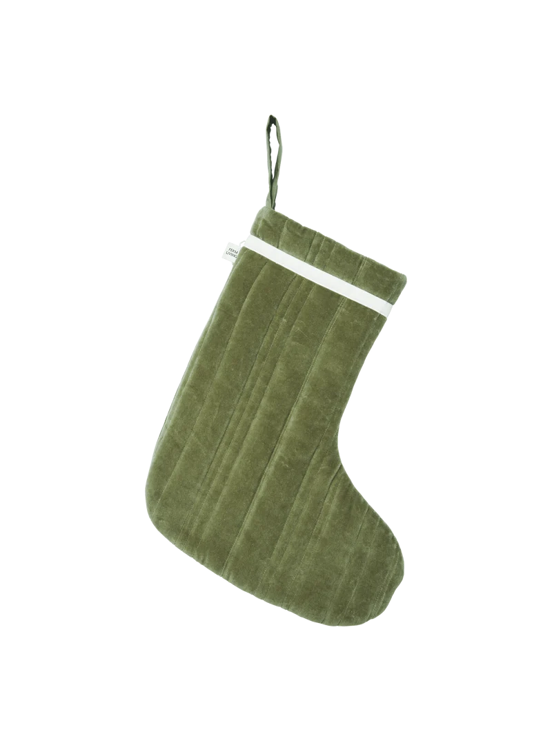 Vari Quilted Christmas Stocking - Velvet - Khaki