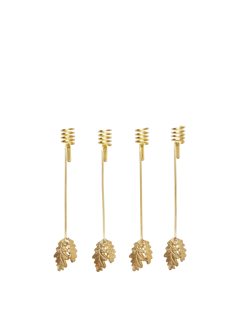 Oak Leaf Christmas Tree Candle Holders - Set of 4 - Brass