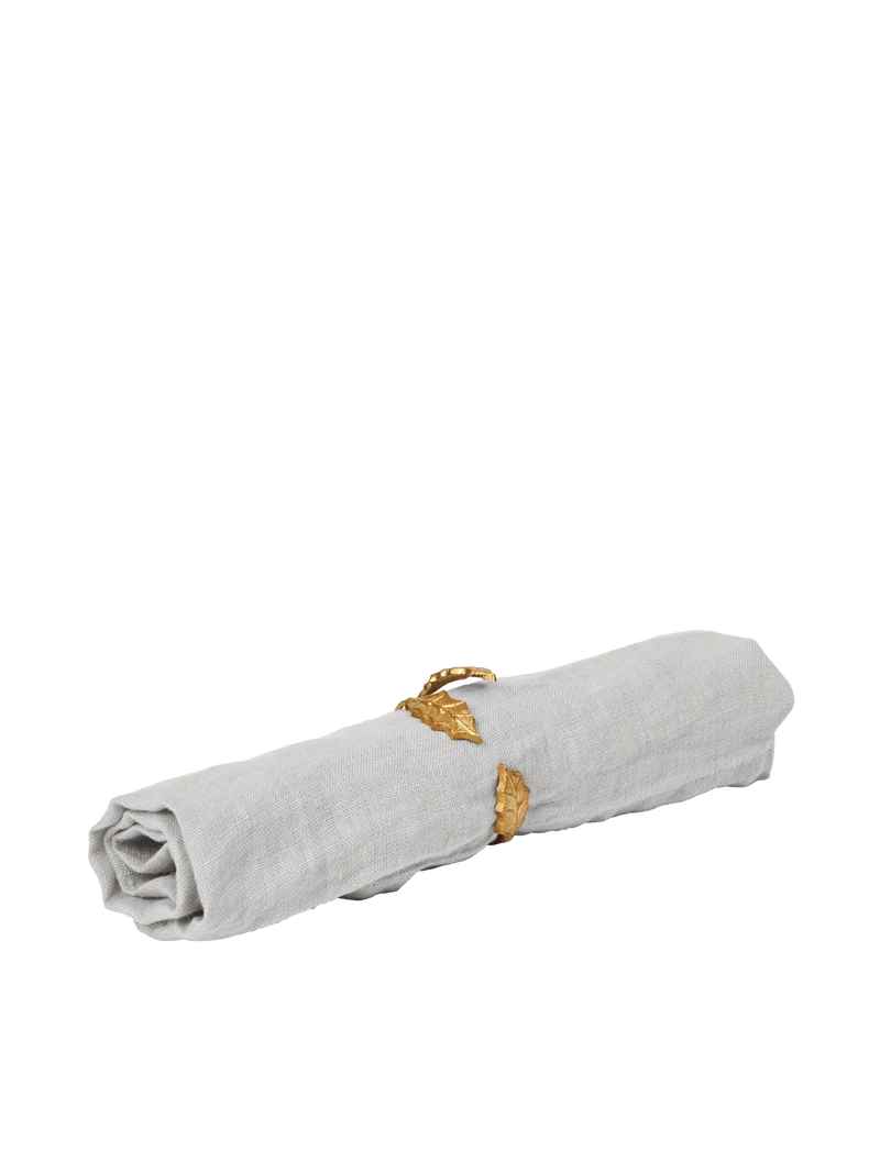 Holly Leaf Napkin Rings - Set of 4 - Brass