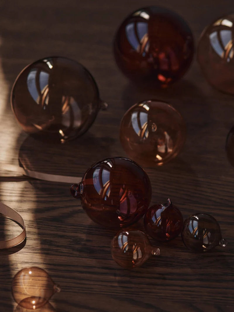 Glass Baubles - Medium - Set of 3 - Roseate Translucent