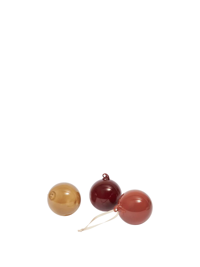 Glass Baubles - Medium - Set of 3 - Roseate Opaque