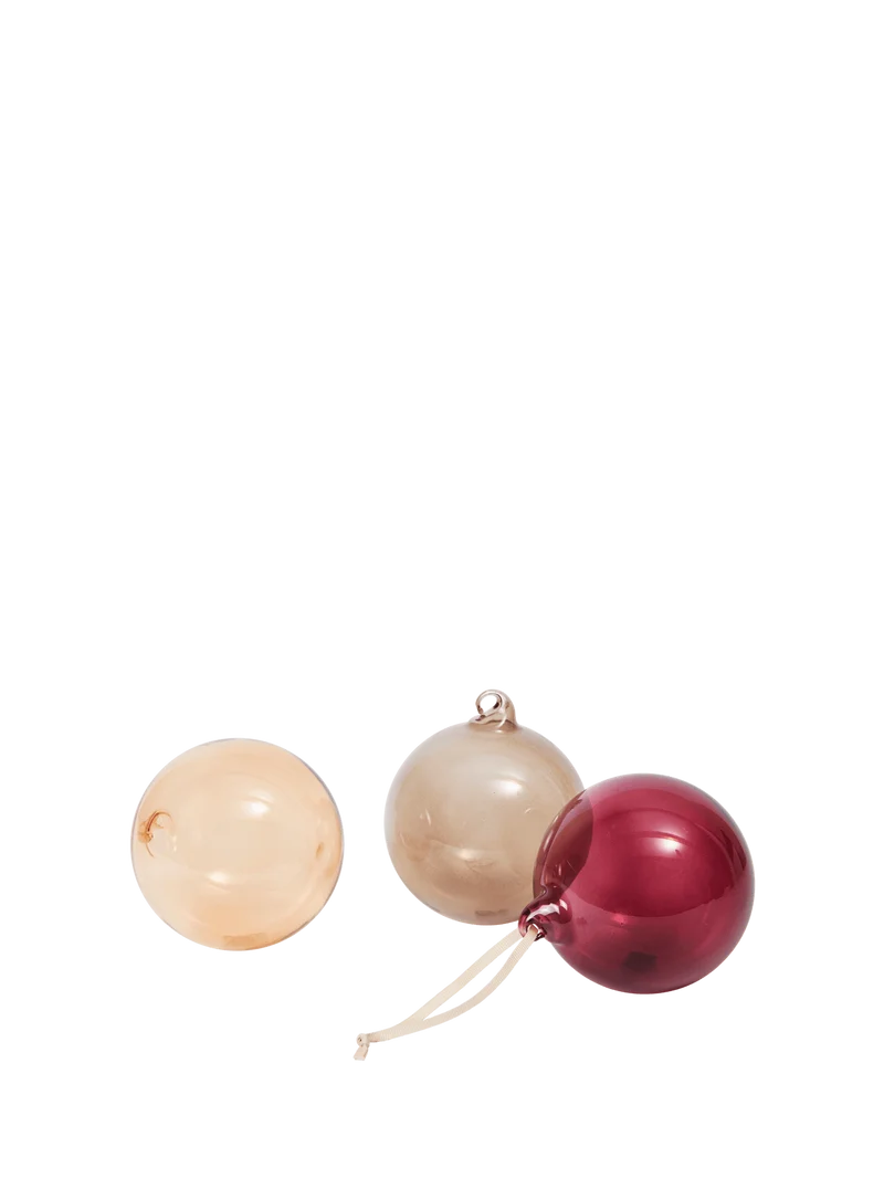 Glass Baubles - Large - Set of 3 - Roseate Translucent