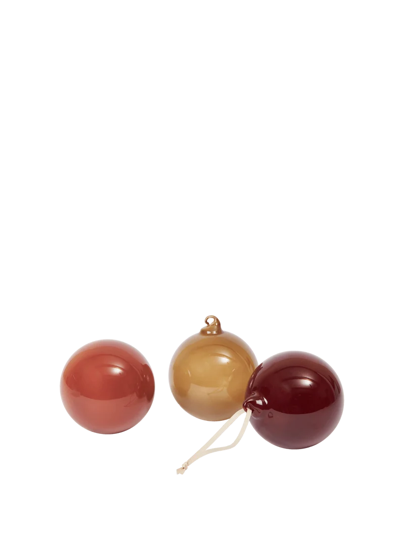 Glass Baubles - Large - Set of 3 - Roseate Opaque