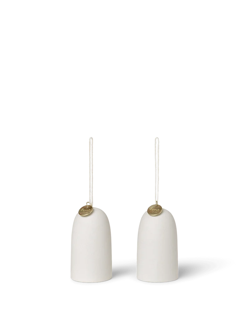 Bell Ceramic Ornament - Set of 2 - Off-White