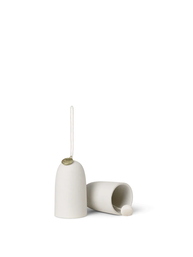 Bell Ceramic Ornament - Set of 2 - Off-White
