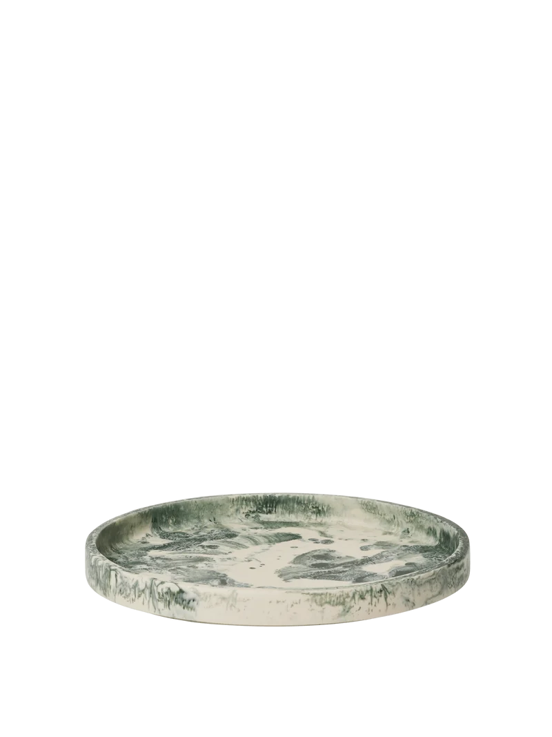 Mist Round Tray - Emerald Off-white