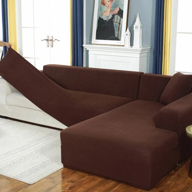 Housse de Canapé d'Angle Universelle - Marron