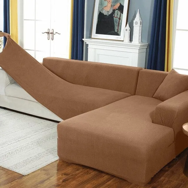 Housse de Canapé d'Angle Universelle - Marron clair