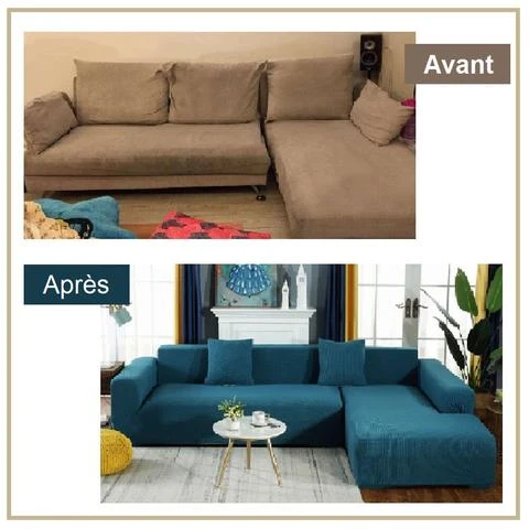 Housse de Canapé d'Angle Universelle - Bleu Ciel