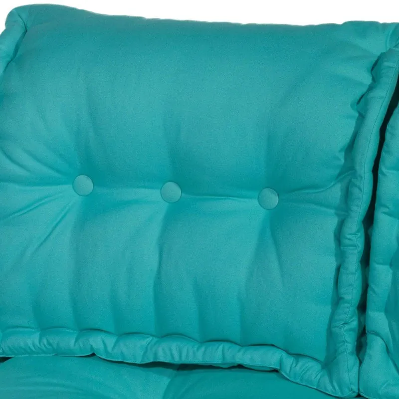 Kit Coussins Palette Europe 120x80 Bleu Caraïbes - Assise XXL Épaisse 20cm (1 Assise + 2 Dossiers)