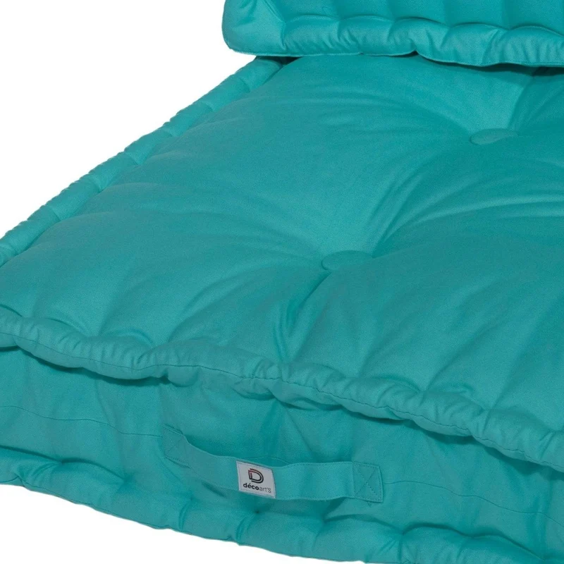 Kit Coussins Palette Europe 120x80 Bleu Caraïbes - Assise XXL Épaisse 20cm (1 Assise + 2 Dossiers)