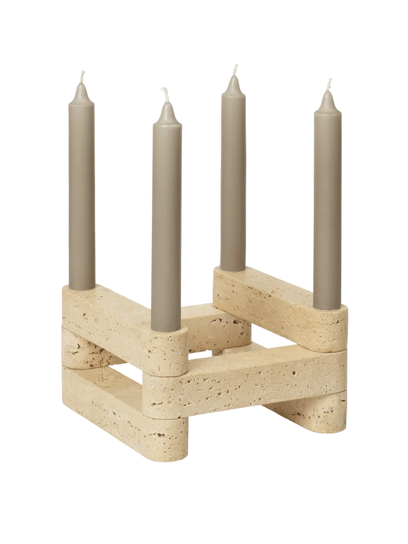 Newel Modular Candle Holder - Set of 6 - Travertine