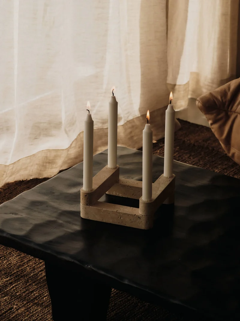 Newel Modular Candle Holder - Set of 6 - Travertine
